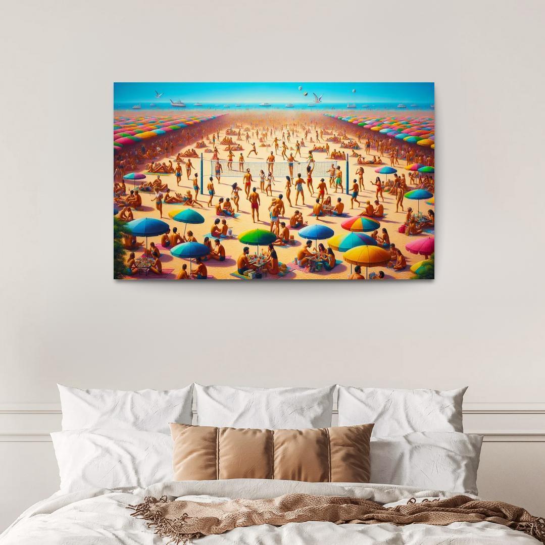 Sunny Retreat Vibrant Beach Life Abstract Paintings Frame