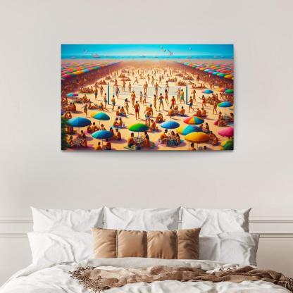 Sunny Retreat Vibrant Beach Life Abstract Paintings Frame