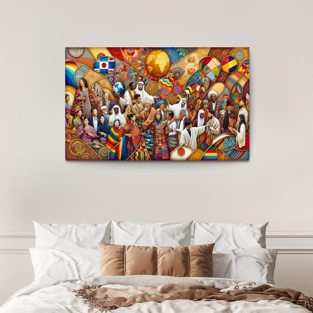 Cultural Mosaic Celebrating Diversity Through Art 1 Piece HD Canvas Wall Art-Original Frame