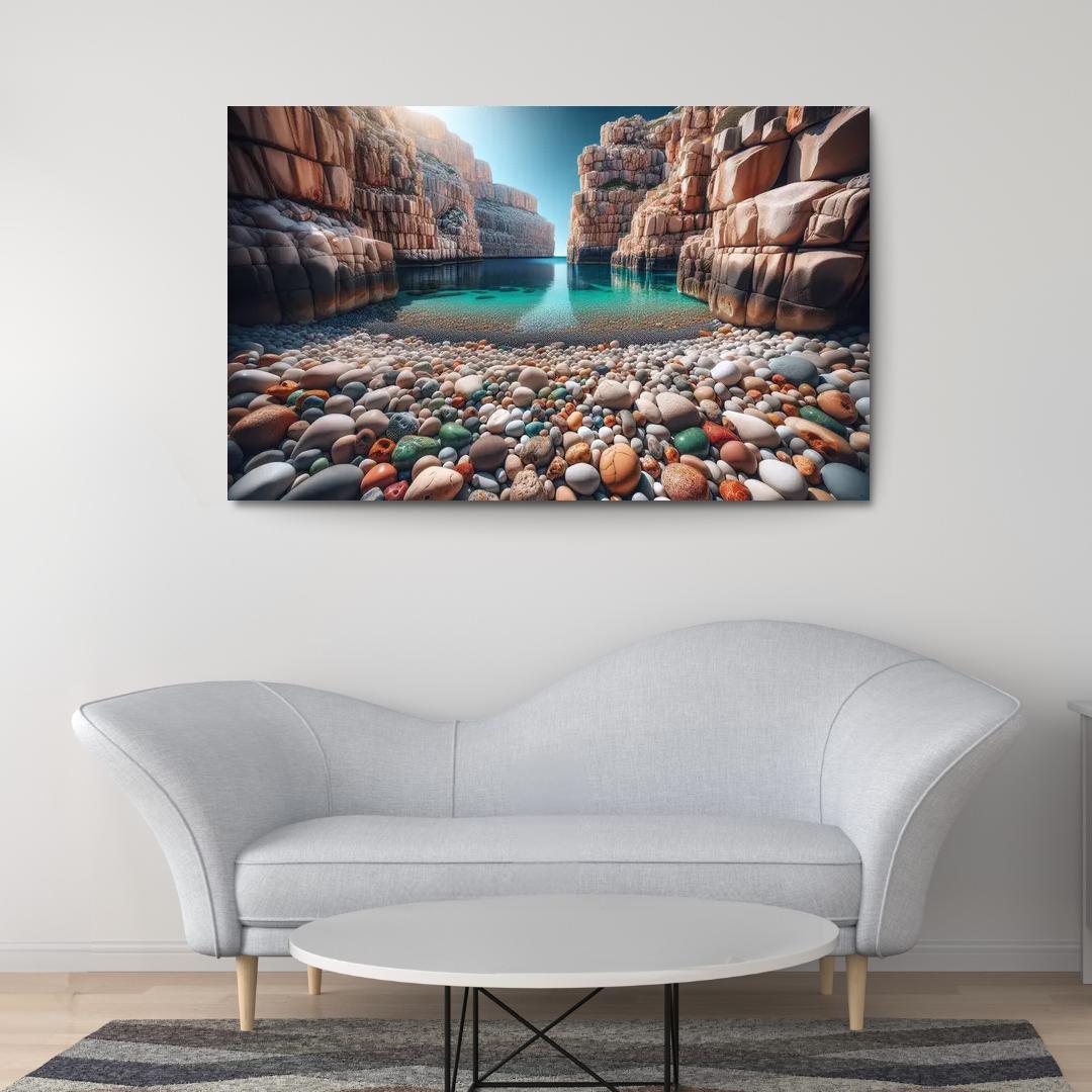 Pebble Beach Cove Unique Geological Marvel Custom Paintings Frame