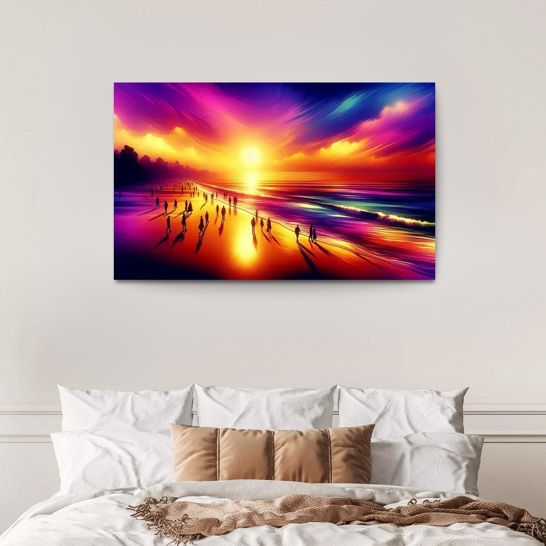 Shimmering Sands Sunset Beachwalks Abstract Paintings Frame