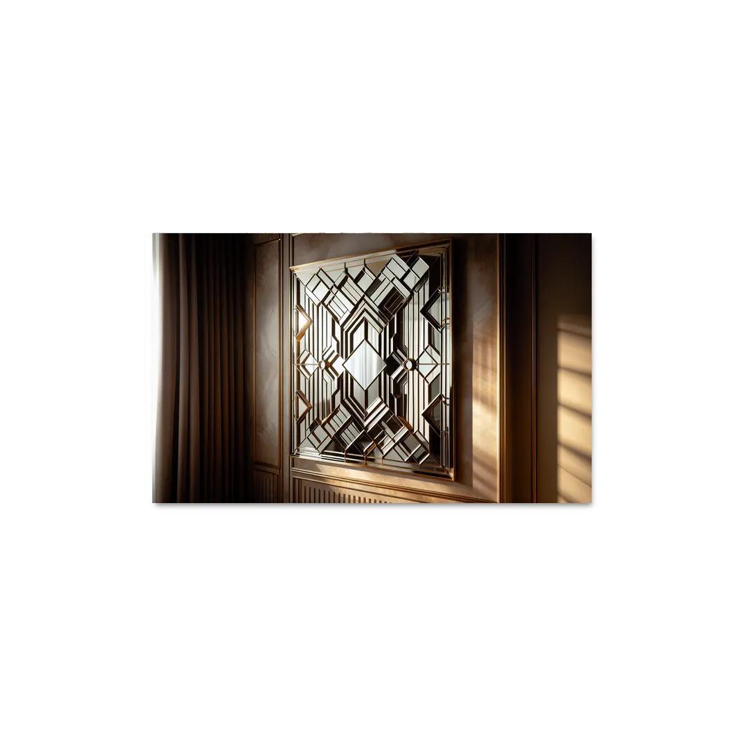 Art Deco Mirror with Geometric Design 1 Piece HD Canvas Wall Art-Original Frame