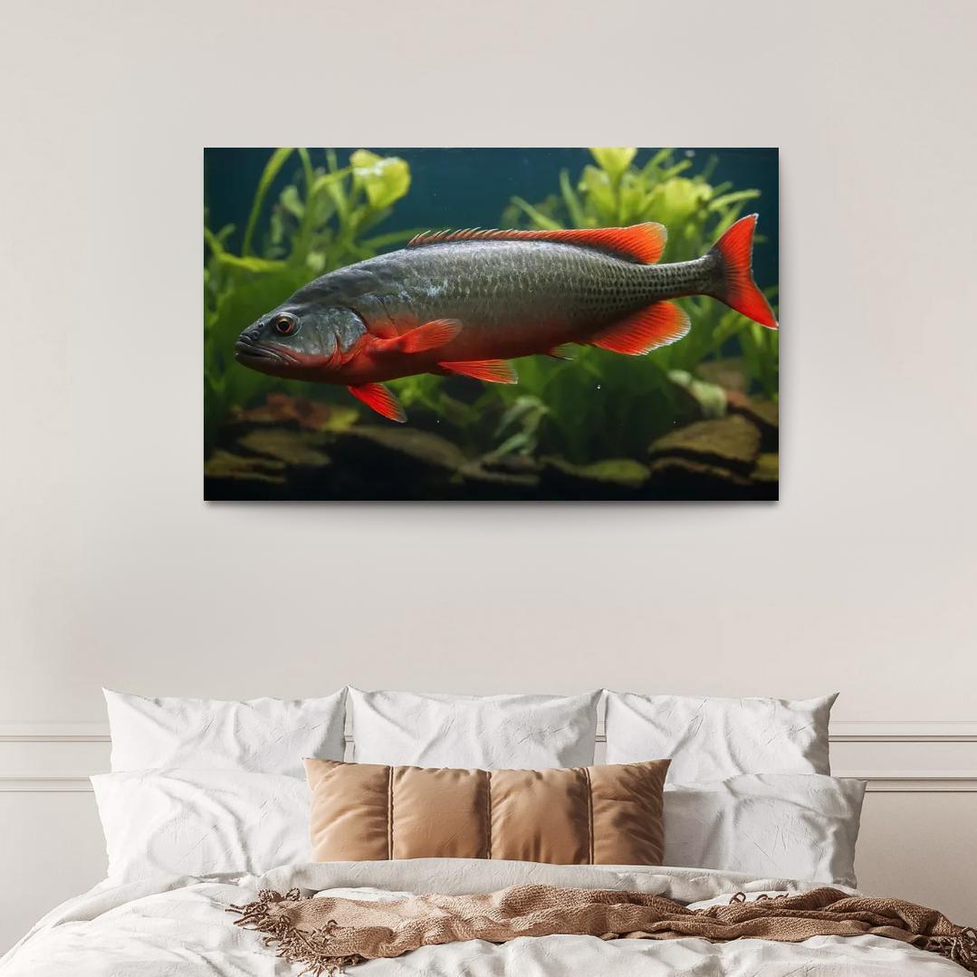 The Endearing Red-bellied Piranha In Freshwater Framed Paintings