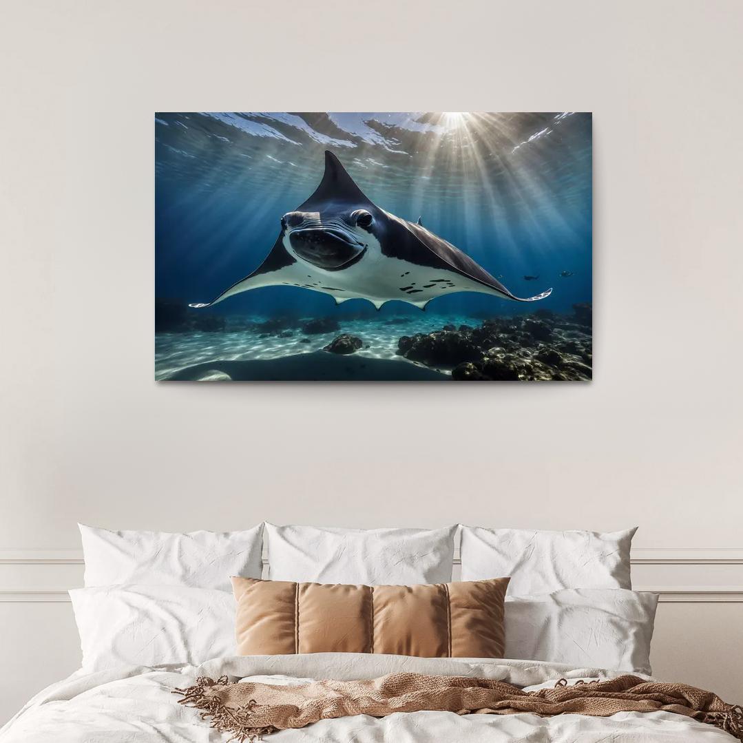 The Striking Manta Ray Graceful Giant Of The Sea Canvas Paintings Frame