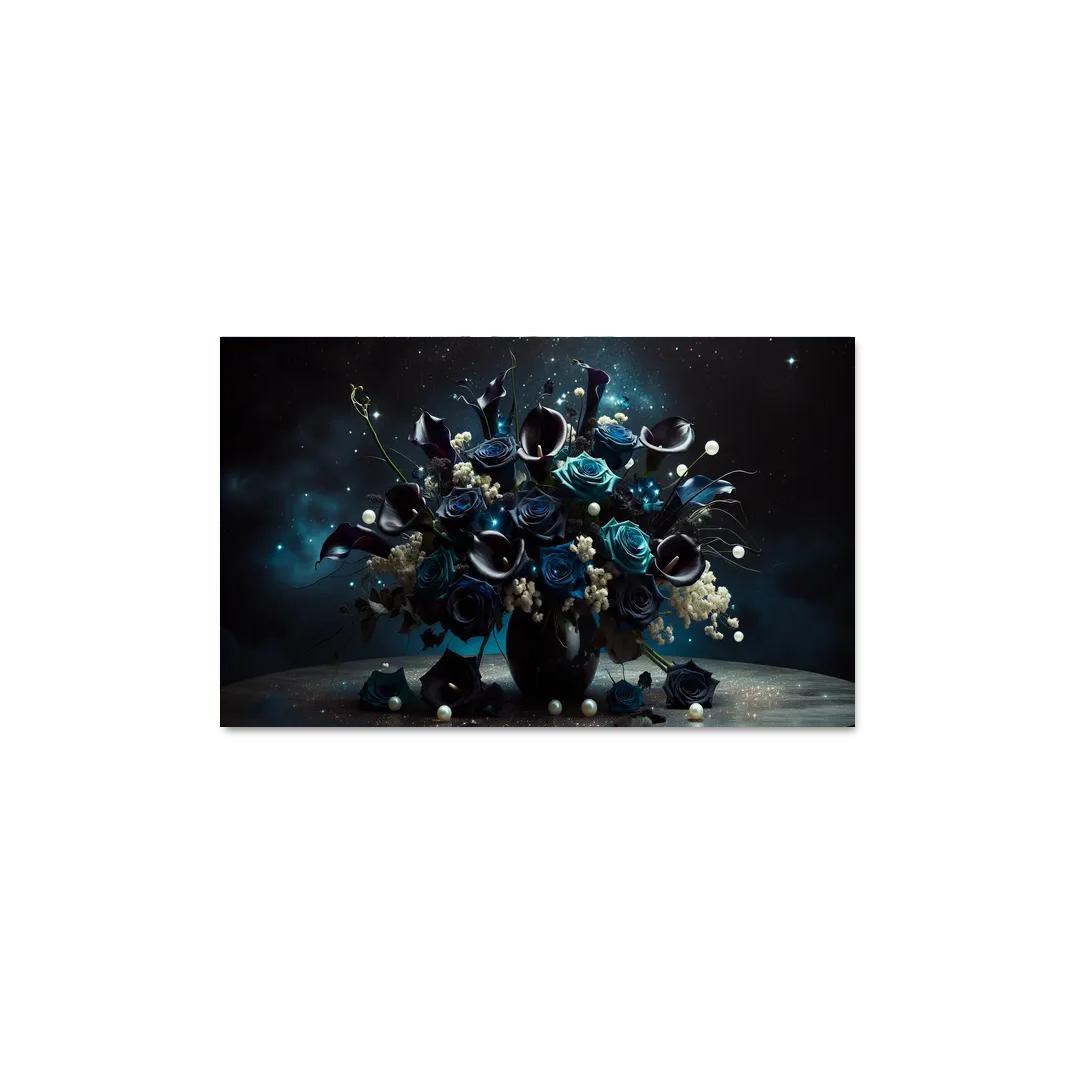 Celestial Petals A Starry Night Floral Arrangement 1 Piece HD Canvas Wall Art-Original Frame