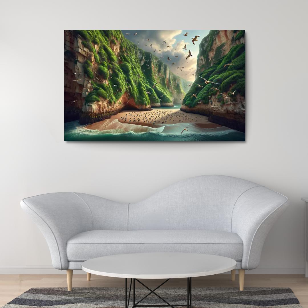 Eagle Nest Cove Scenic Birdwatching Spot Oil Paintings Frame