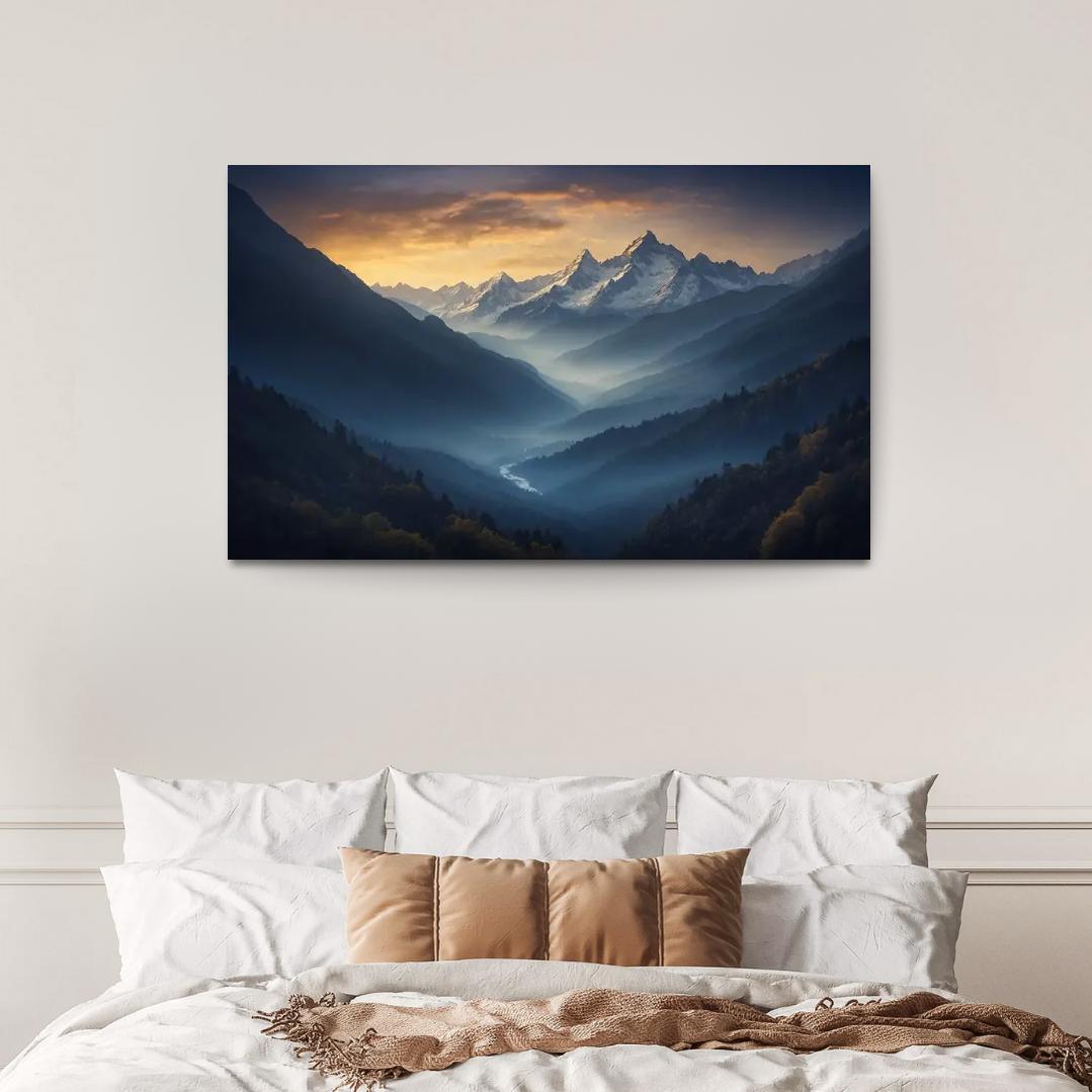 Twilight Embrace Of Azure Peaks Art Trends