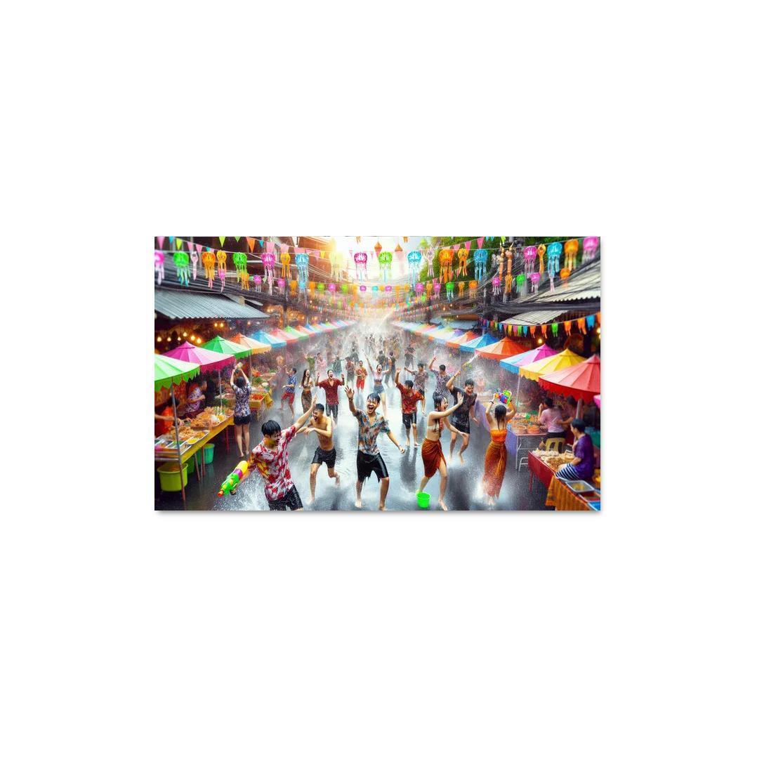 Songkran Water Festival Canvas Paintings Frame