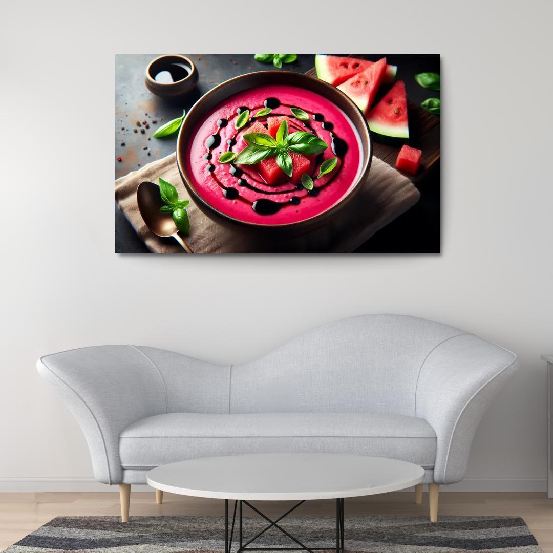 Chilled Watermelon Basil Soup 1 Piece HD Canvas Wall Art-Original Frame
