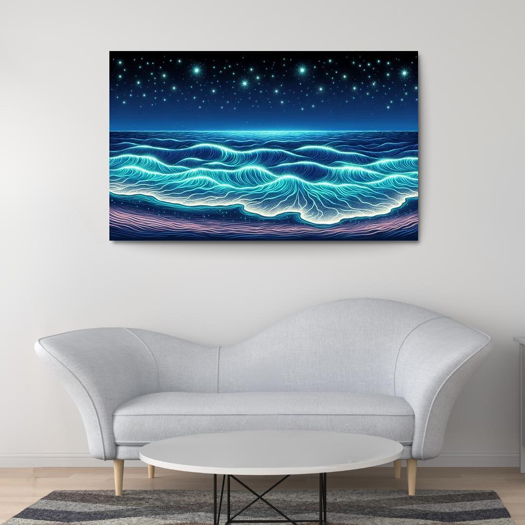 Glowing Waters Nighttime Enchantment Custom Paintings Frame