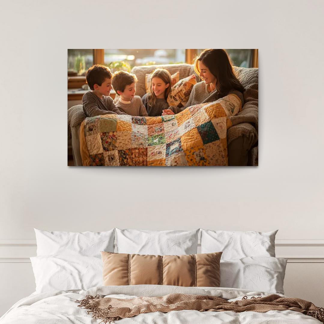 A Quilt Of Memories Stitched With Love Modern Paintings Frame