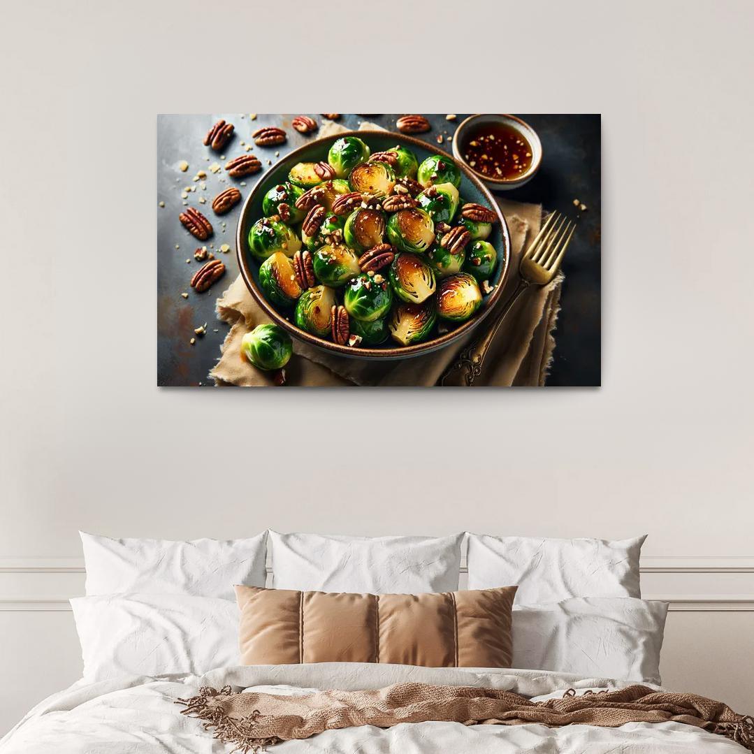 Cinnamon Maple Roasted Brussels Sprouts 1 Piece HD Canvas Wall Art-Original Frame