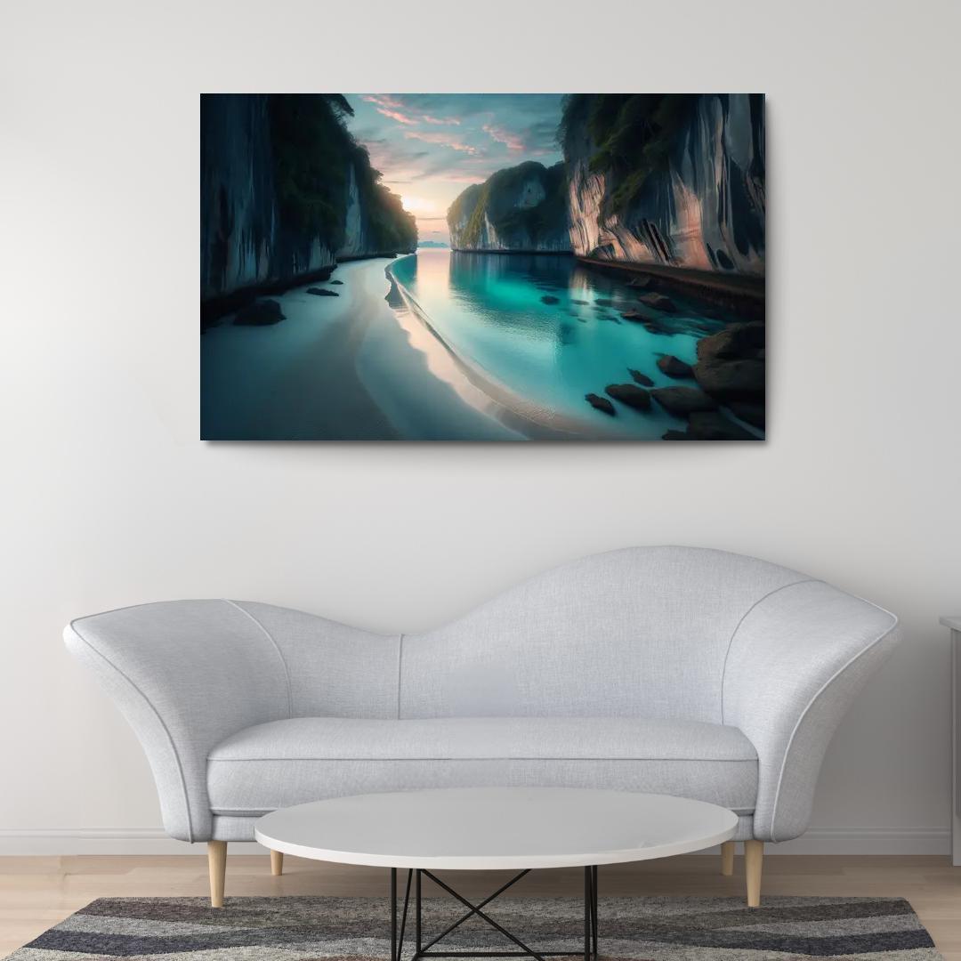 Silver Beach Escape Modern Paintings Frame