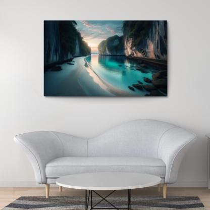 Silver Beach Escape Modern Paintings Frame