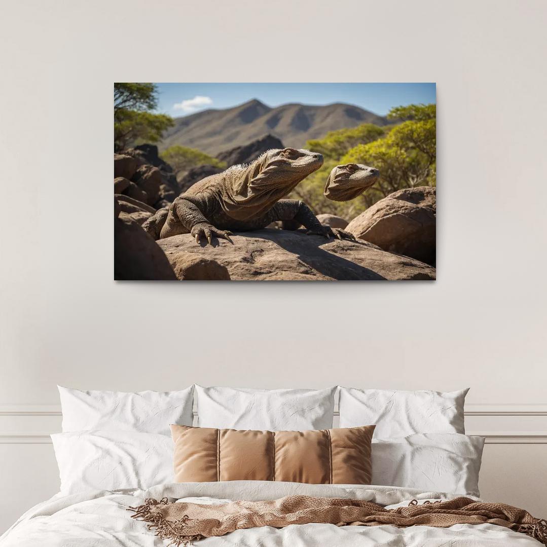 The Mysterious Komodo Dragon On An Island Trail Framed Paintings