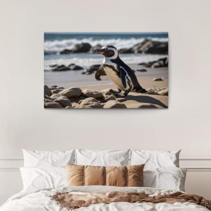 The Magnificent African Penguin The Black-footed Wonder Oil Paintings Frame