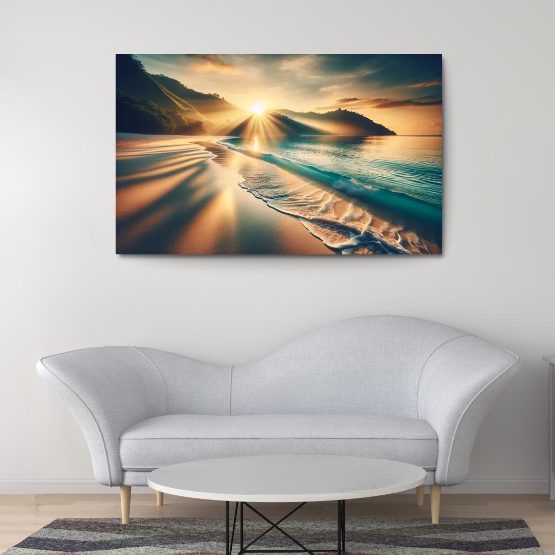 Secluded Sunrise Bay Custom Paintings Frame