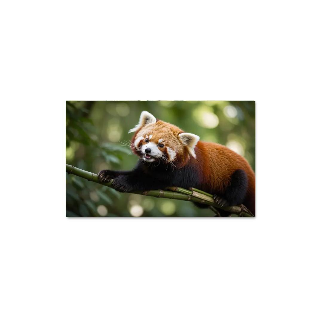 The Enigmatic Red Panda In The Bamboo Forest Framed Paintings