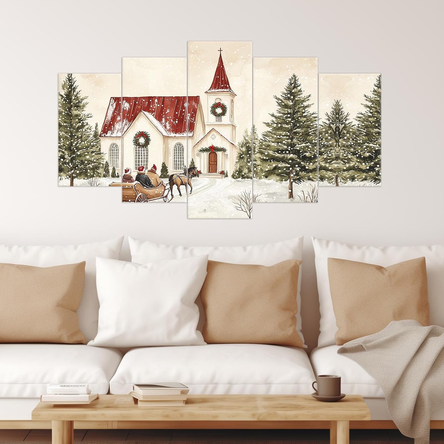 Christmas Wall Art 5 Pieces Large Christmas Church Pictures Wall