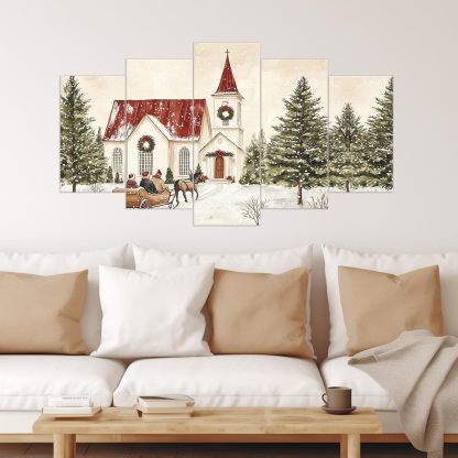 Christmas Wall Art 5 Pieces Large Christmas Church Pictures Wall