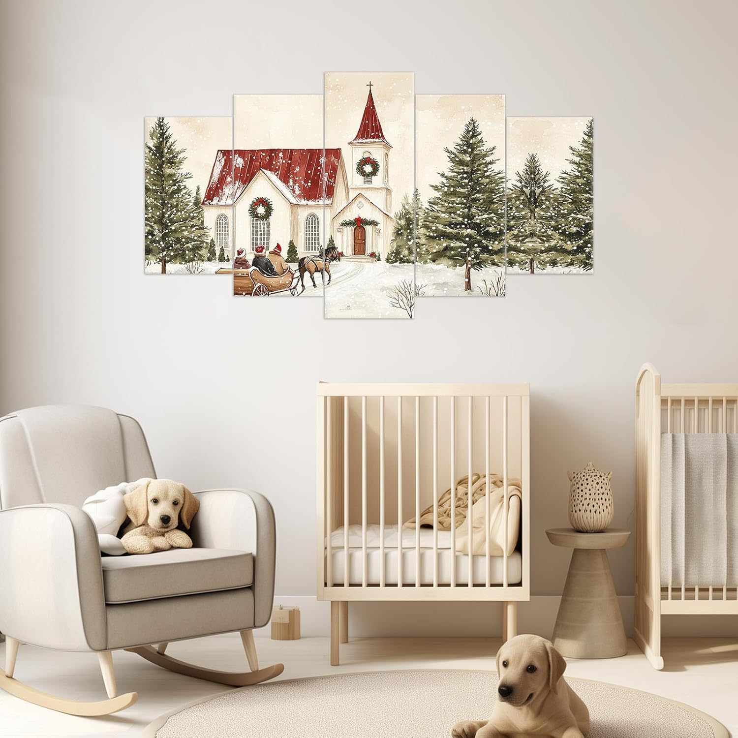 Christmas Wall Art 5 Pieces Large Christmas Church Pictures Wall
