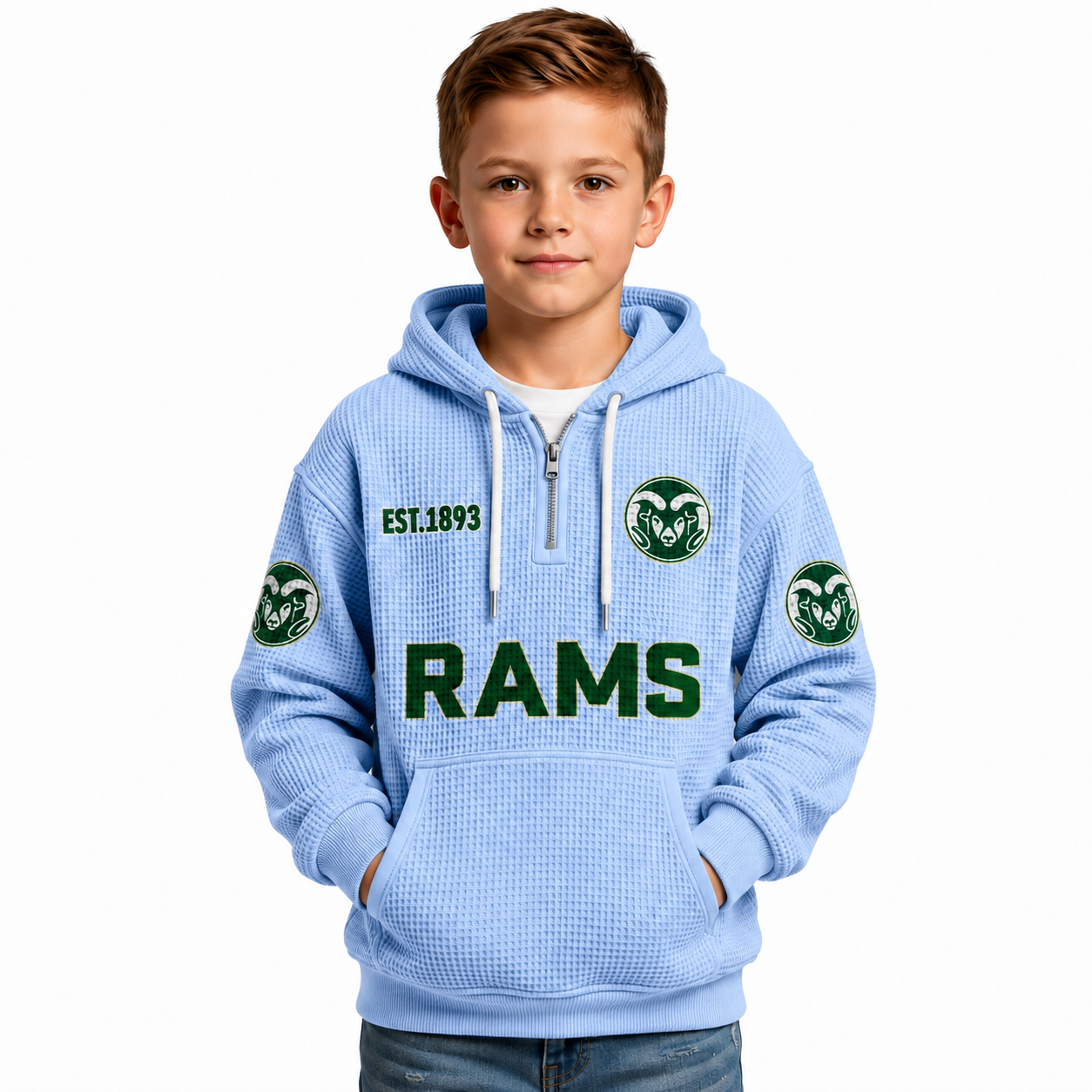 Los Angeles Rams Football Quarter Zip Hoodie For Kids