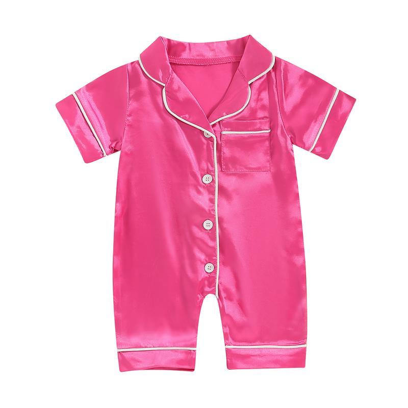 Baby Satin Button Up Pajama Romper