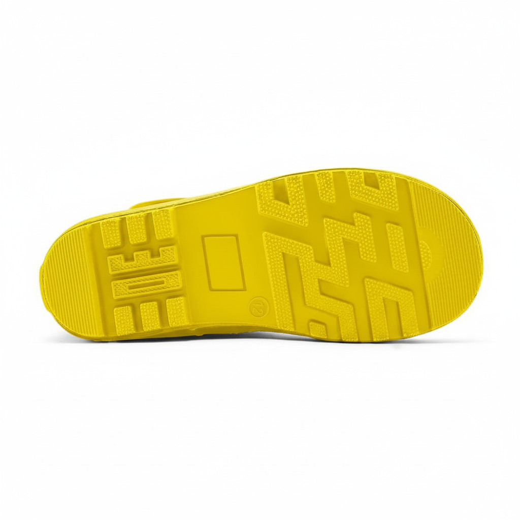 Kids Waterproof Rubber Rain Boots With Easy On Handles