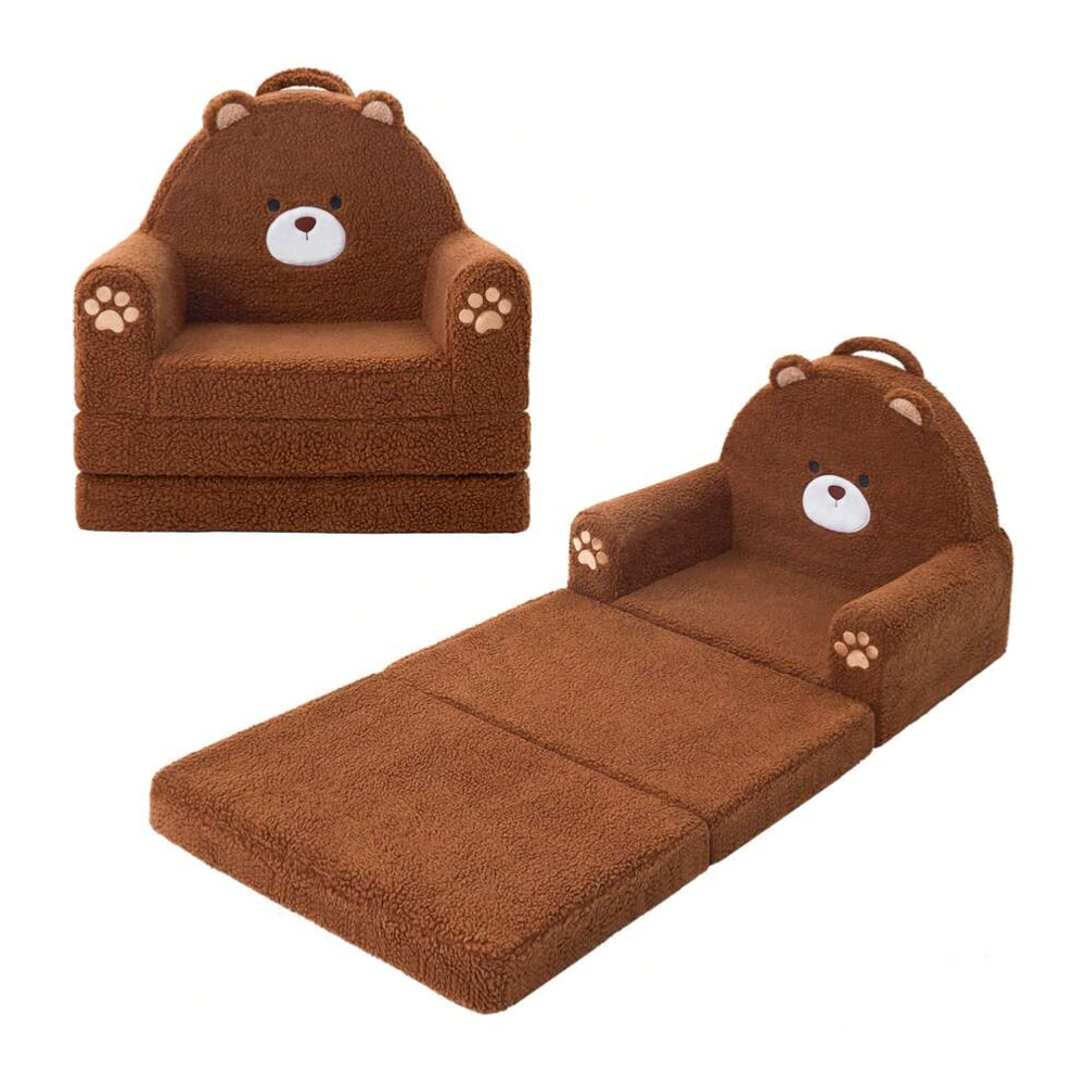 Kids Couch 2 in 1 Convertible Soft Sherpa Fabric Toddler Chairs