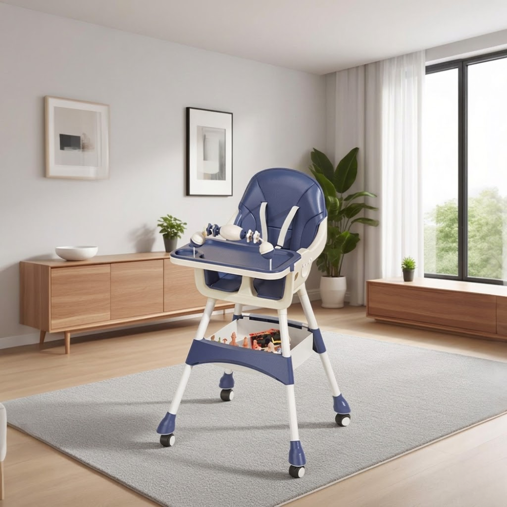 Portable Multi Functional High Chair Lock Wheels For Babies Toddlers