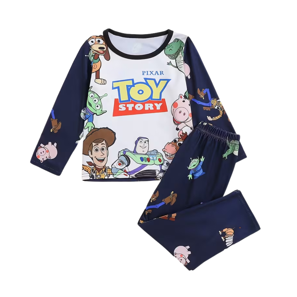 Cartoon Space Adventures Kids Pajama Set