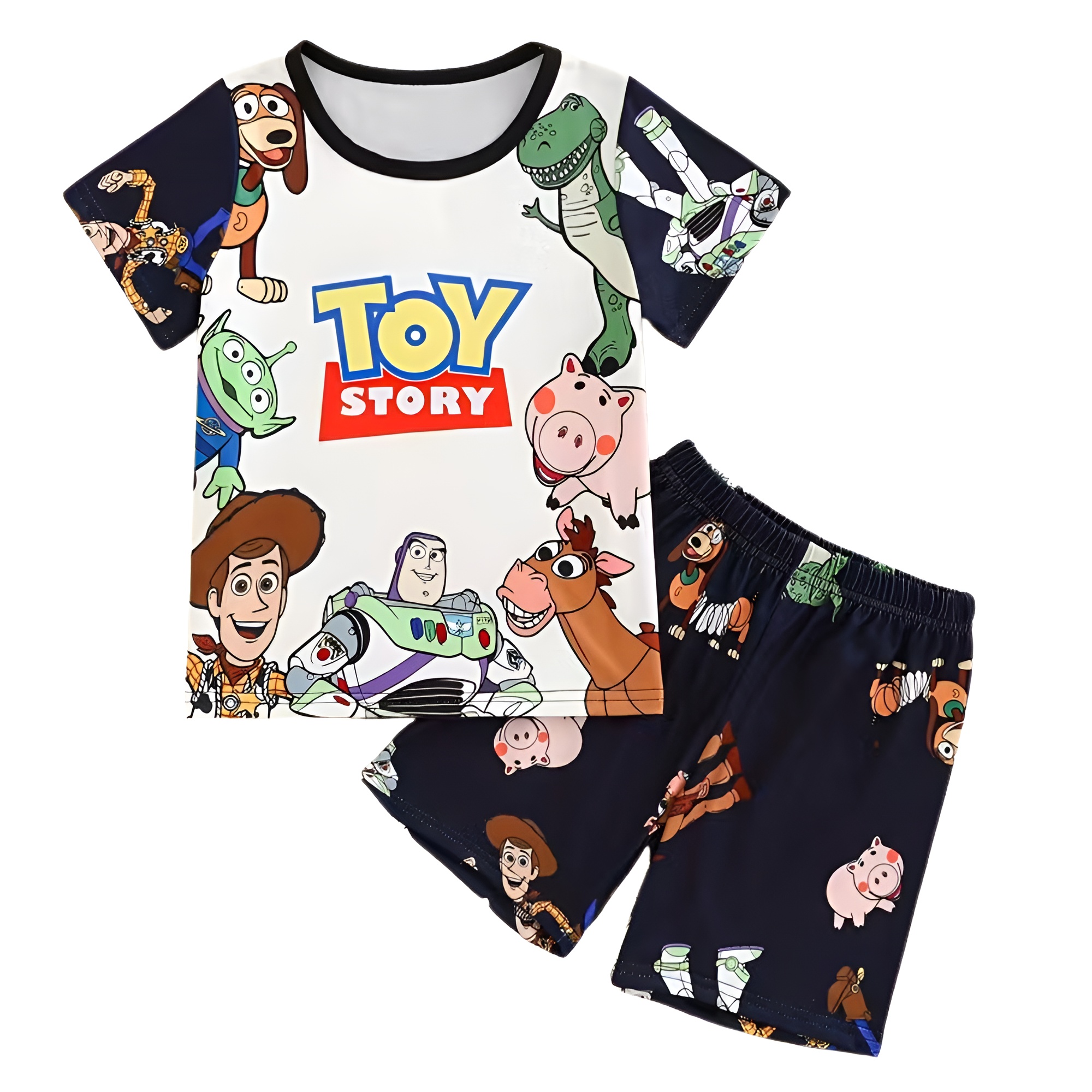 Toy Story Character Print Short Sleeve Pajama Set For Boys