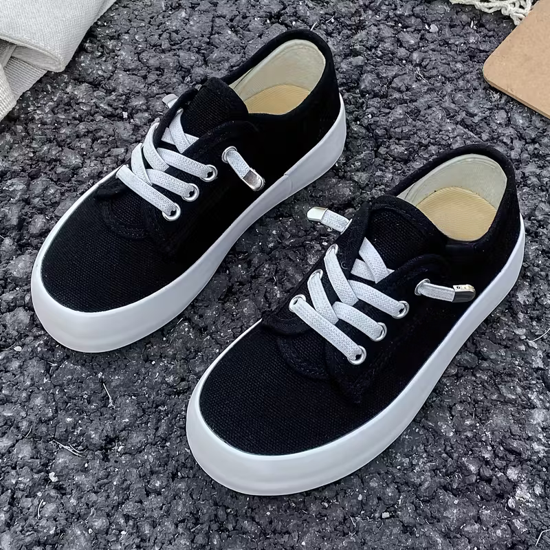 Casual Canvas Lace Up Sneakers For Kids