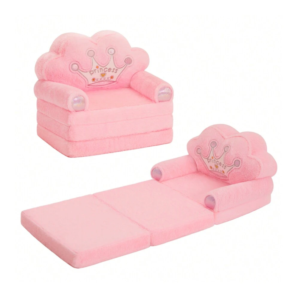 2-in-1 Foldable Princess Convertible Toddler Couch