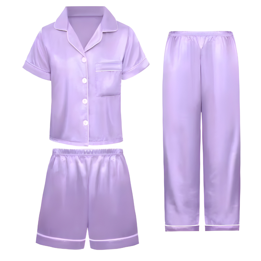 Three Piece Casual Pajama Set For Girls