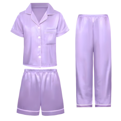 Three Piece Casual Pajama Set For Girls