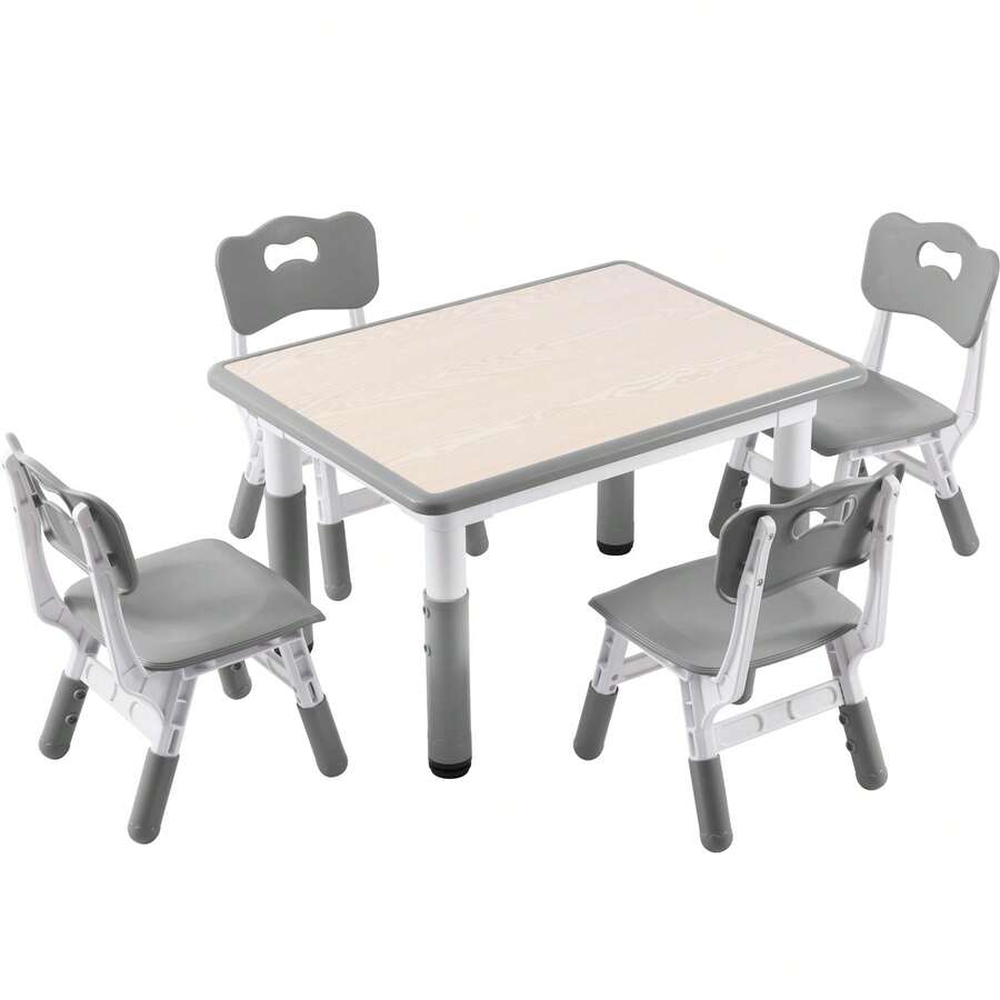 Table Chair Set Adjustable Height Graffiti Desktop Plastic For Kids