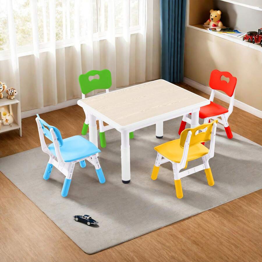 Adjustable Graffiti Desktop Table And Chairs Set For Kids