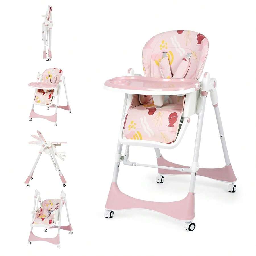 6 In 1 Foldable High Chair Adjustable Height And Tray