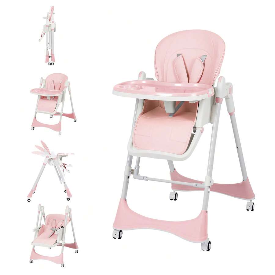 6 In 1 Foldable High Chair Adjustable Height And Tray