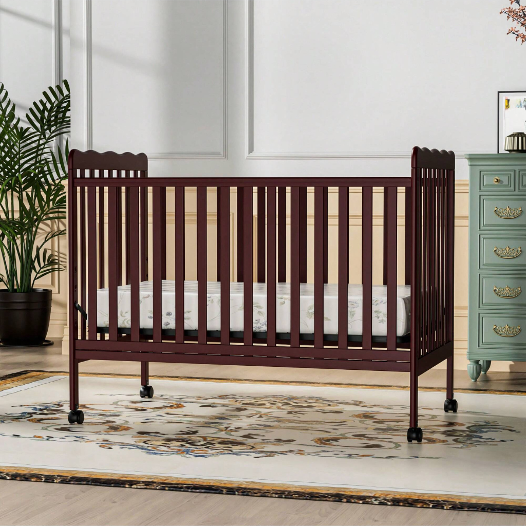 3 In 1 Convertible Baby Crib With Locking Wheels For Newborn