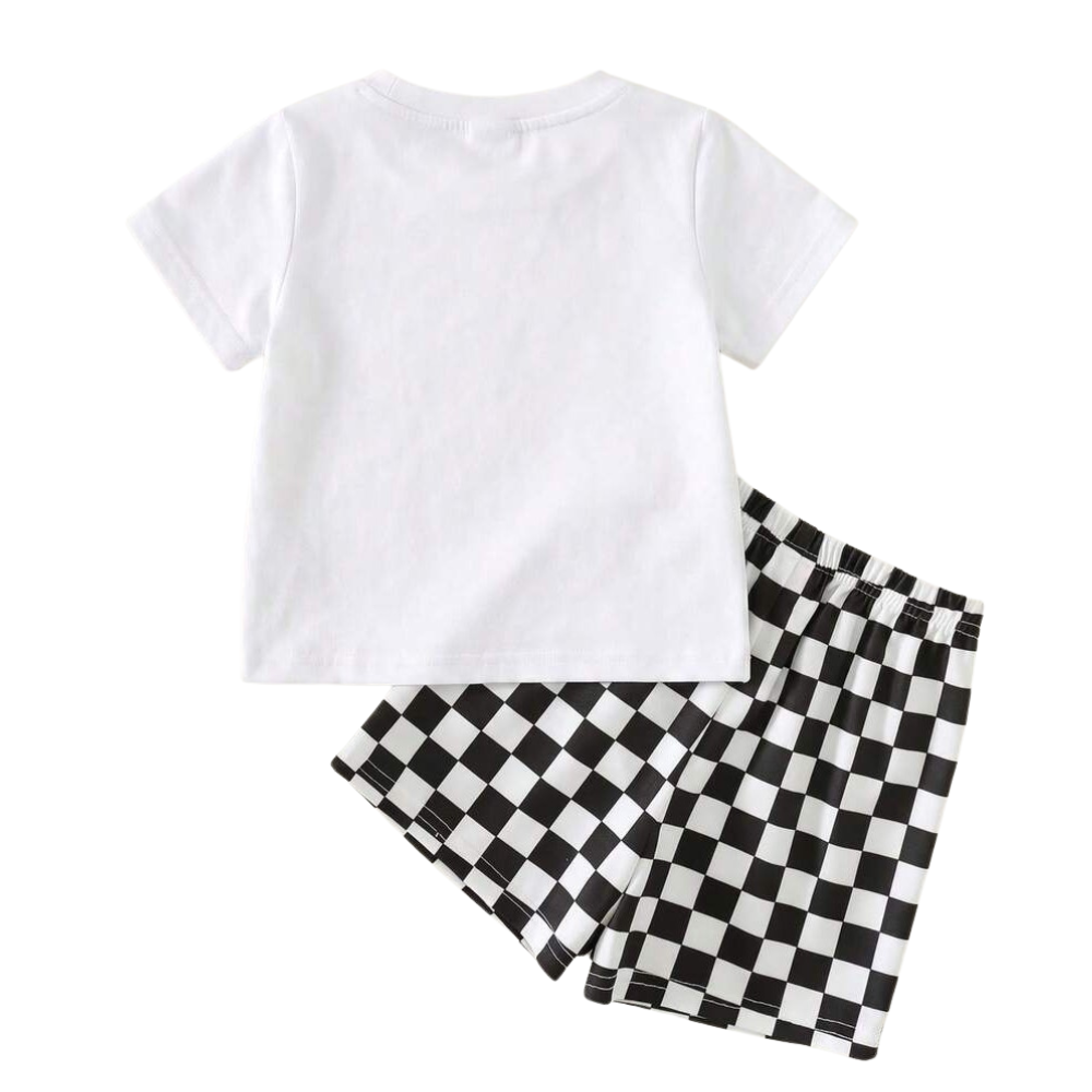 Two Piece Short Sleeve Slogan T Shirt And Camo Shorts Set For Babies