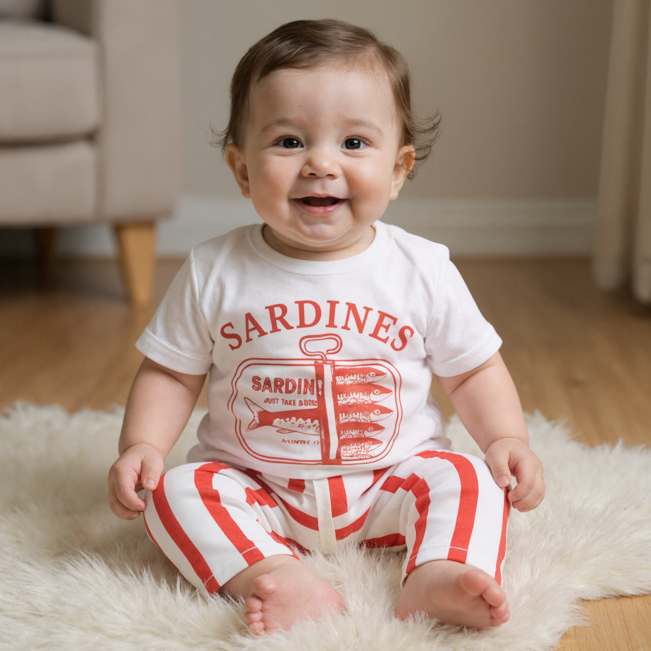 Baby Sardines Red Stripe Two Piece Outfit