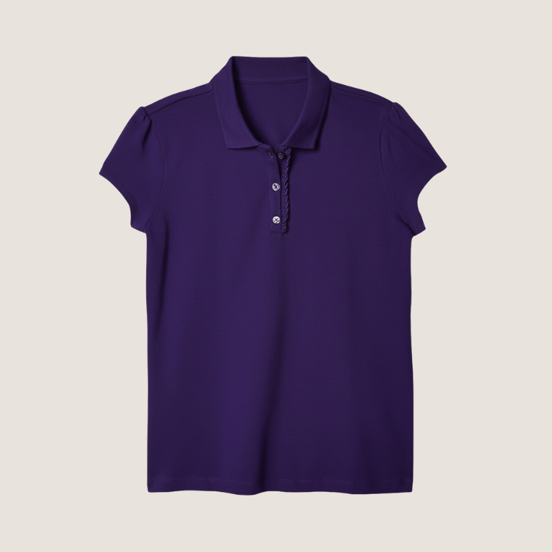 Girls Short Sleeve Ruffle Pique Polo