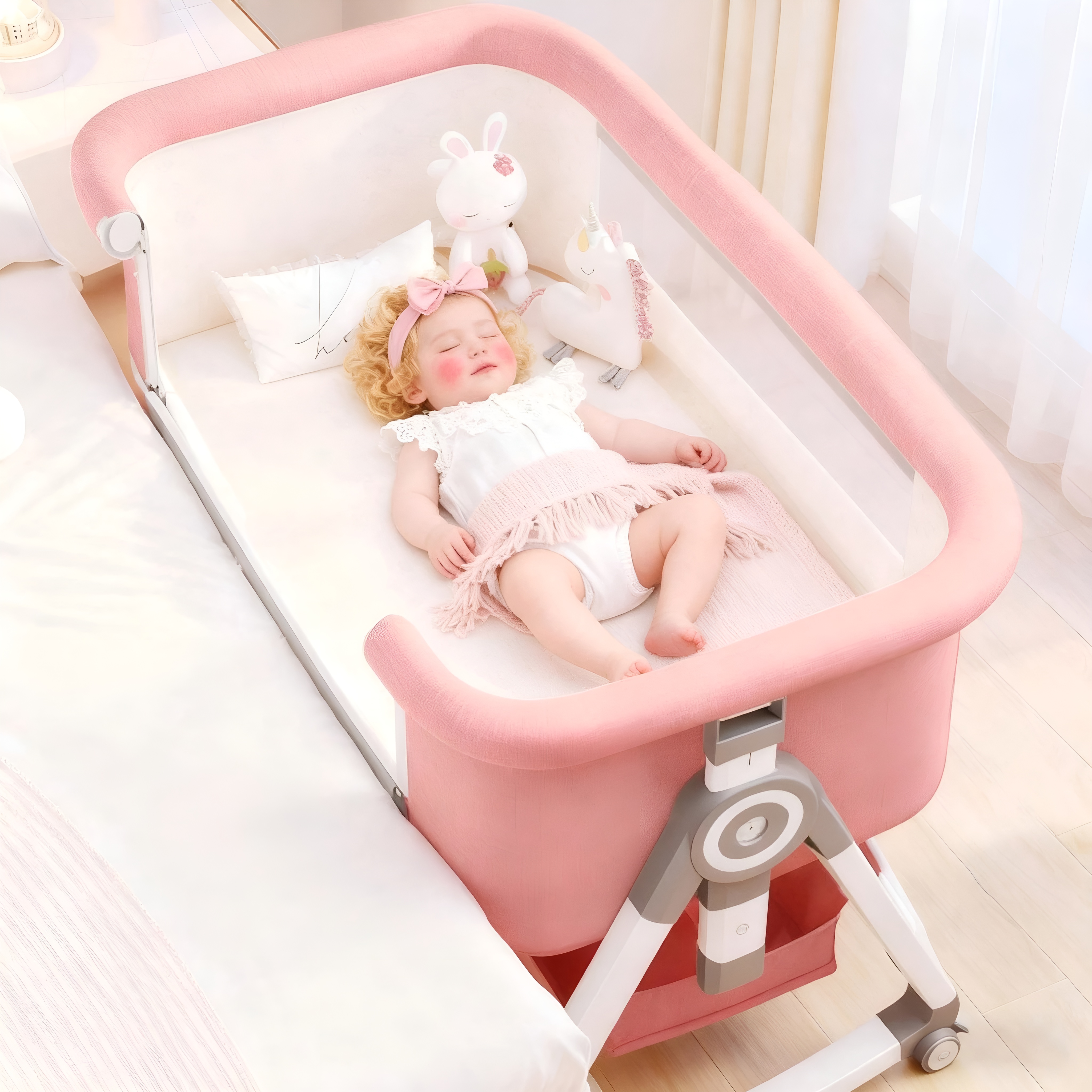 Portable Baby Bassinet And Bedside Sleeper With Rocking Mode For Newborn