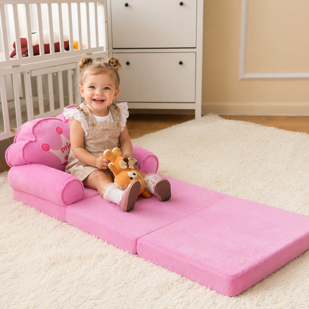 Kids Foldable Sofa Bed Princess Chair For Toddlers