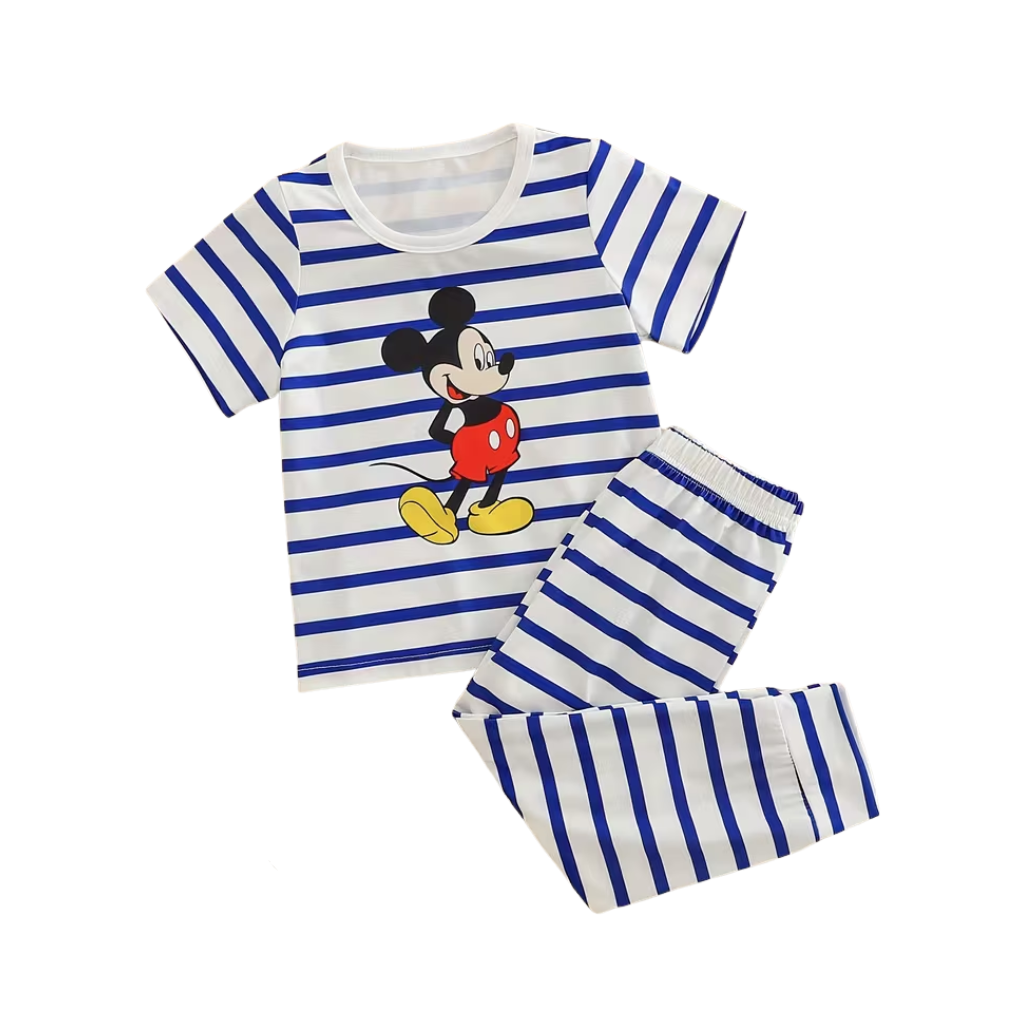 Cartoon Stripe Print Kids Pajama Set