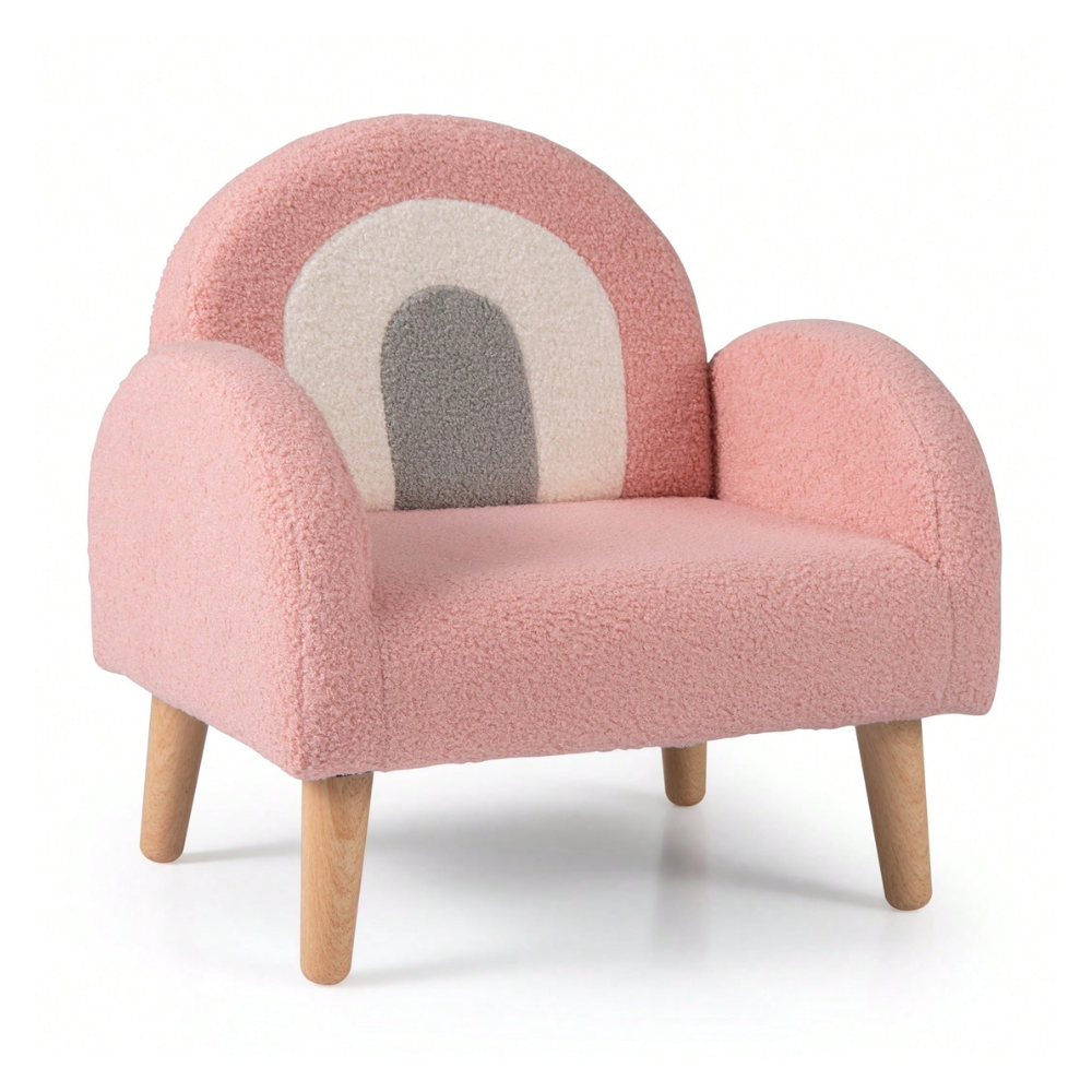 Plush Kids Couch With Comfy Backrest Armrests Upholstered Floor Sofo