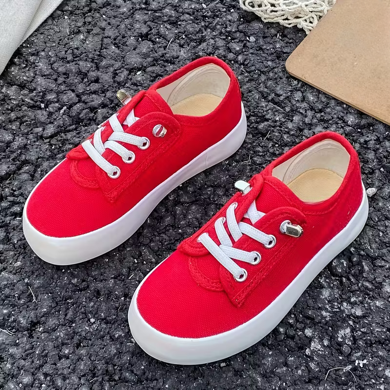 Casual Canvas Lace Up Sneakers For Kids