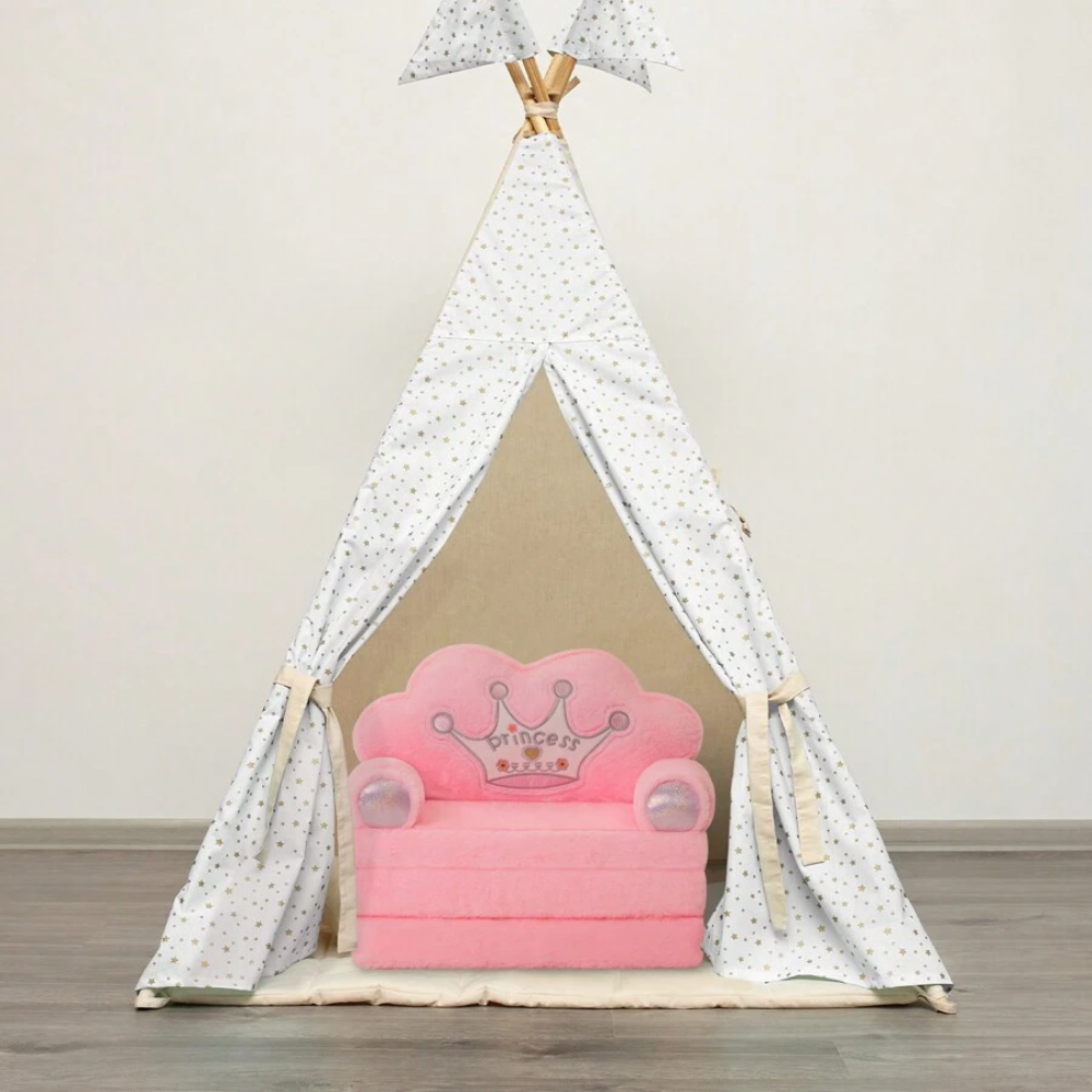 2-in-1 Foldable Princess Convertible Toddler Couch